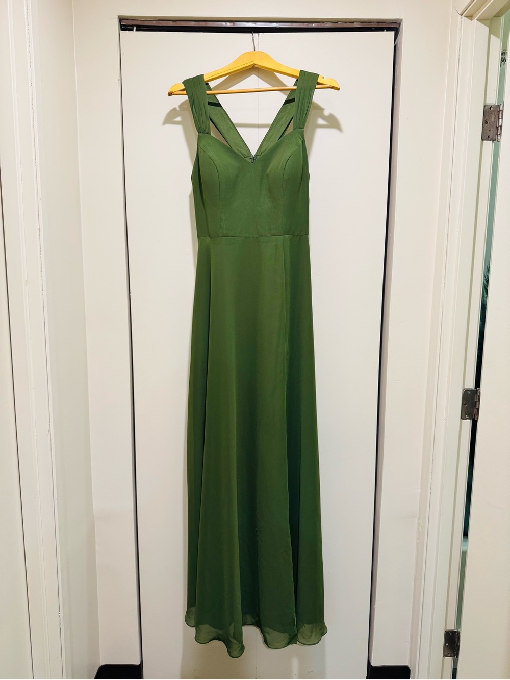 Azazie Olive V-Neck Sleeveless Maxi Dress